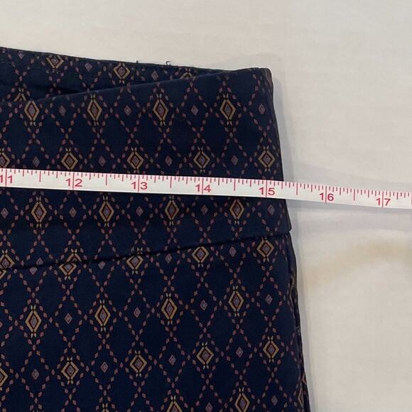 Orvis Navy Geometric Print Stretch Pull On Mid-High Waist Straight Leg Pant, 10 - Picture 7 of 8